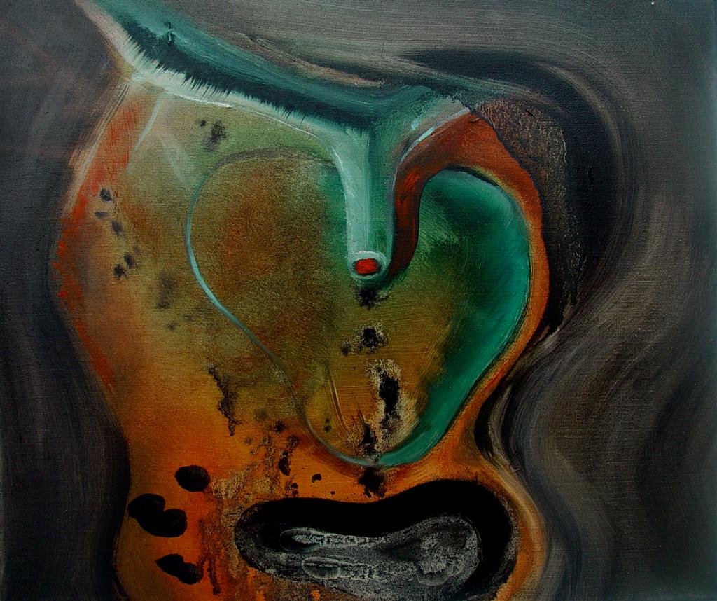 Serce, olej na płótnie, 34cm x 40cm, 2010