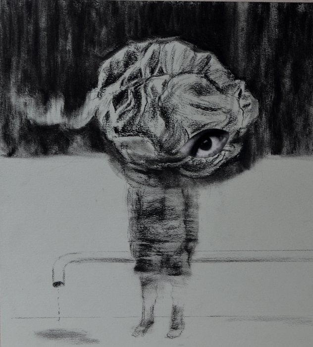 Lonely 1, charcoal on paper, 25cm x 23cm, 2014