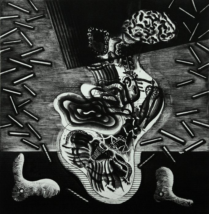 Scream, etching, aquatint, mezzotint, 50cm x 50cm, 2012