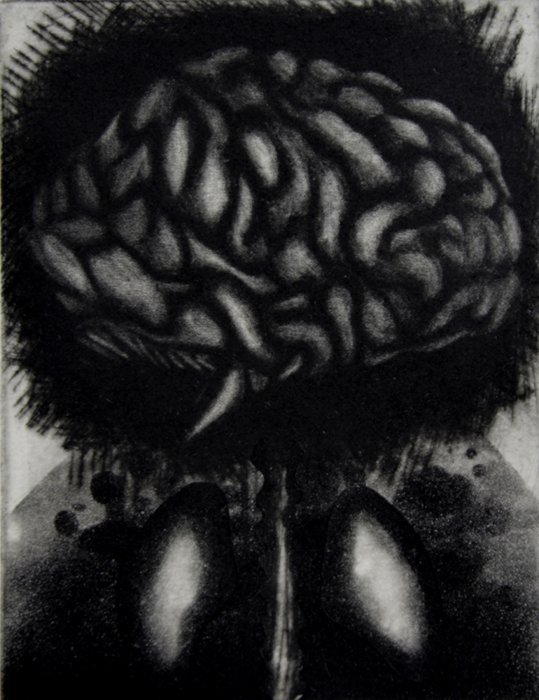 Brain Man, mezzotint, aquatint, 13cm x 10cm, 2014