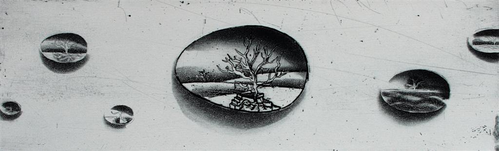 Planets, etching, aquatint, 8cm x 26cm, 2008